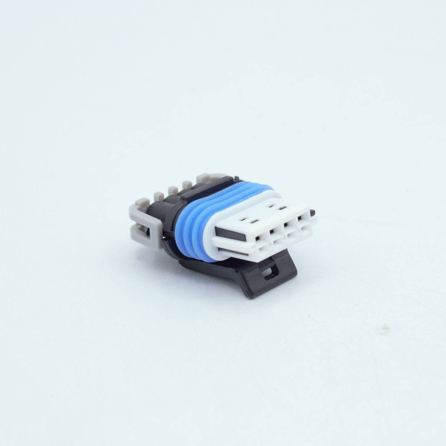 GM LS ignition coil connector for Gen 4 IV ignition coils or Corvette Camaro LS3 LS7 ignition coils. 
Black with an blue seal, comes with a white TPA on the front and a Grey . Made by Delphi GT150 series 4 pin way terminal, sealed
Each set comes with terminals and seals Code B coding keying
can be purchased as a set of 4, 6 or 8PS on the pack