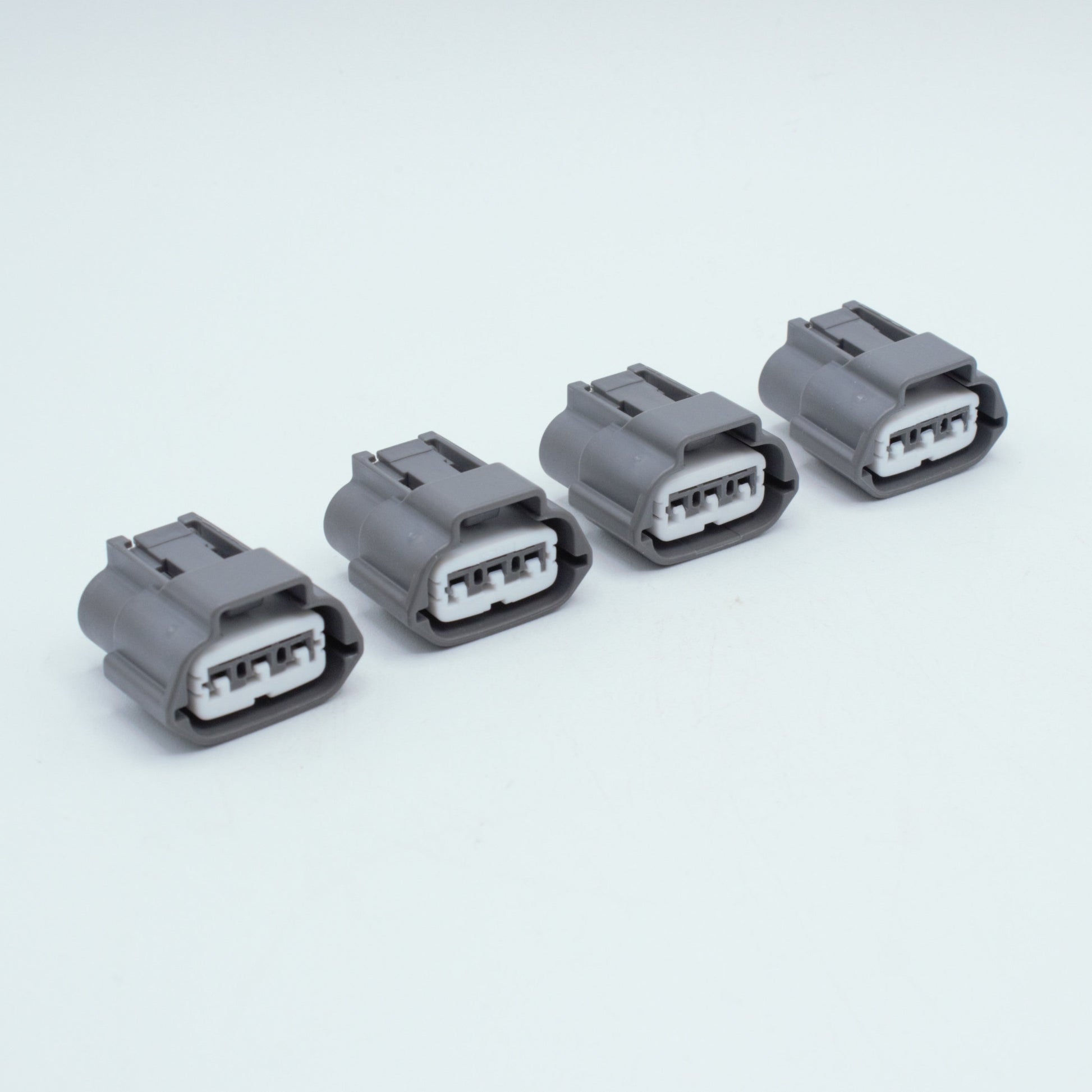 set of 4 Ignition coil connector for Nissan GTR R35 coils
Grey with white TPA, made by Sumitomo RS type E series (similar to 62 series) 3 way terminal pin sealed

sold in packs of 4, 6 for SR and RB, JZ 7M engines