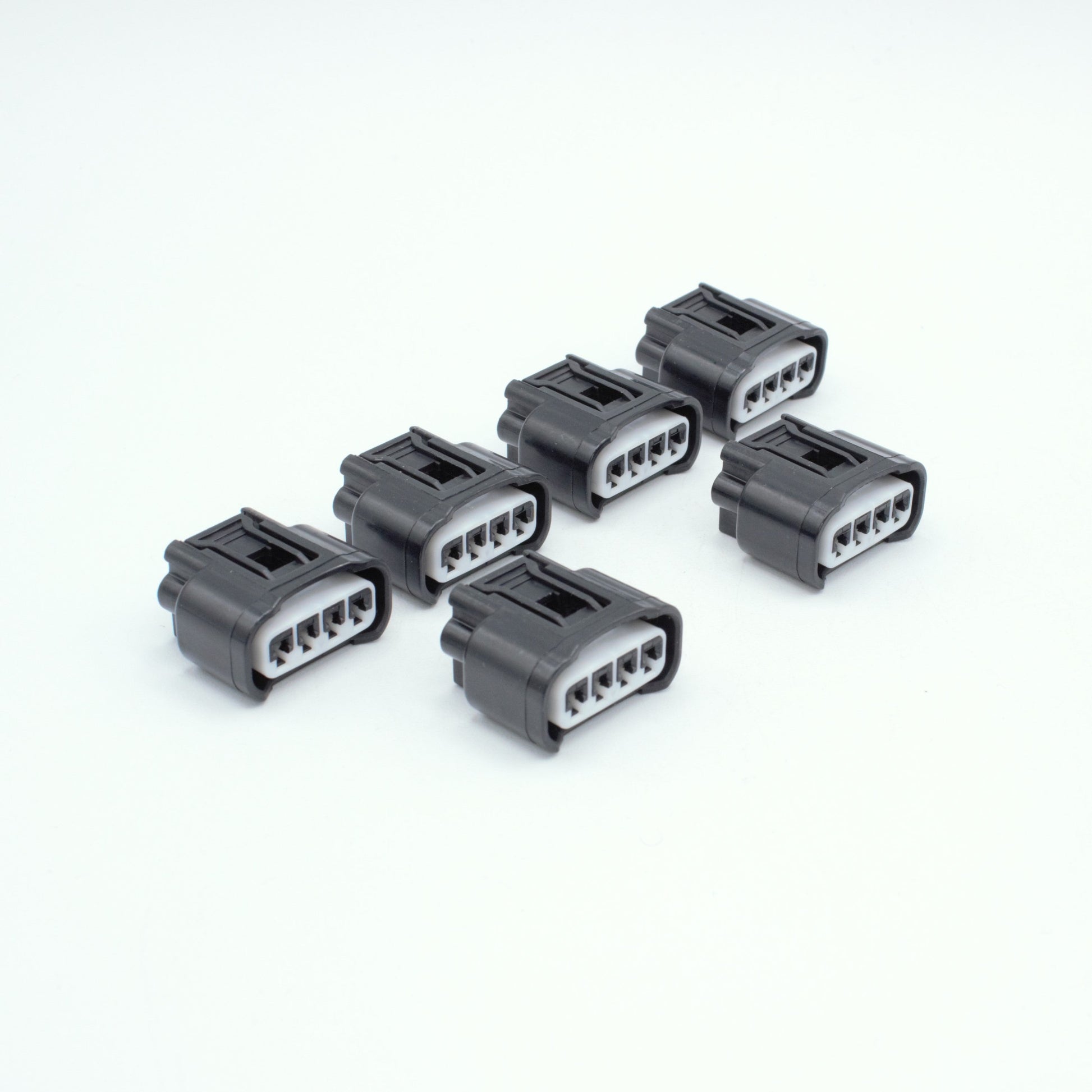 Set of 6 Toyota 3UZ 1ZZ ignition coil connector
black with white TPA
Sealed
4 way terminal pin
Made by Yazaki 090 090 II series

Common upgrade for SR20 ignition systems, JZ and RB
sold as a set of 4 with terminals and seals