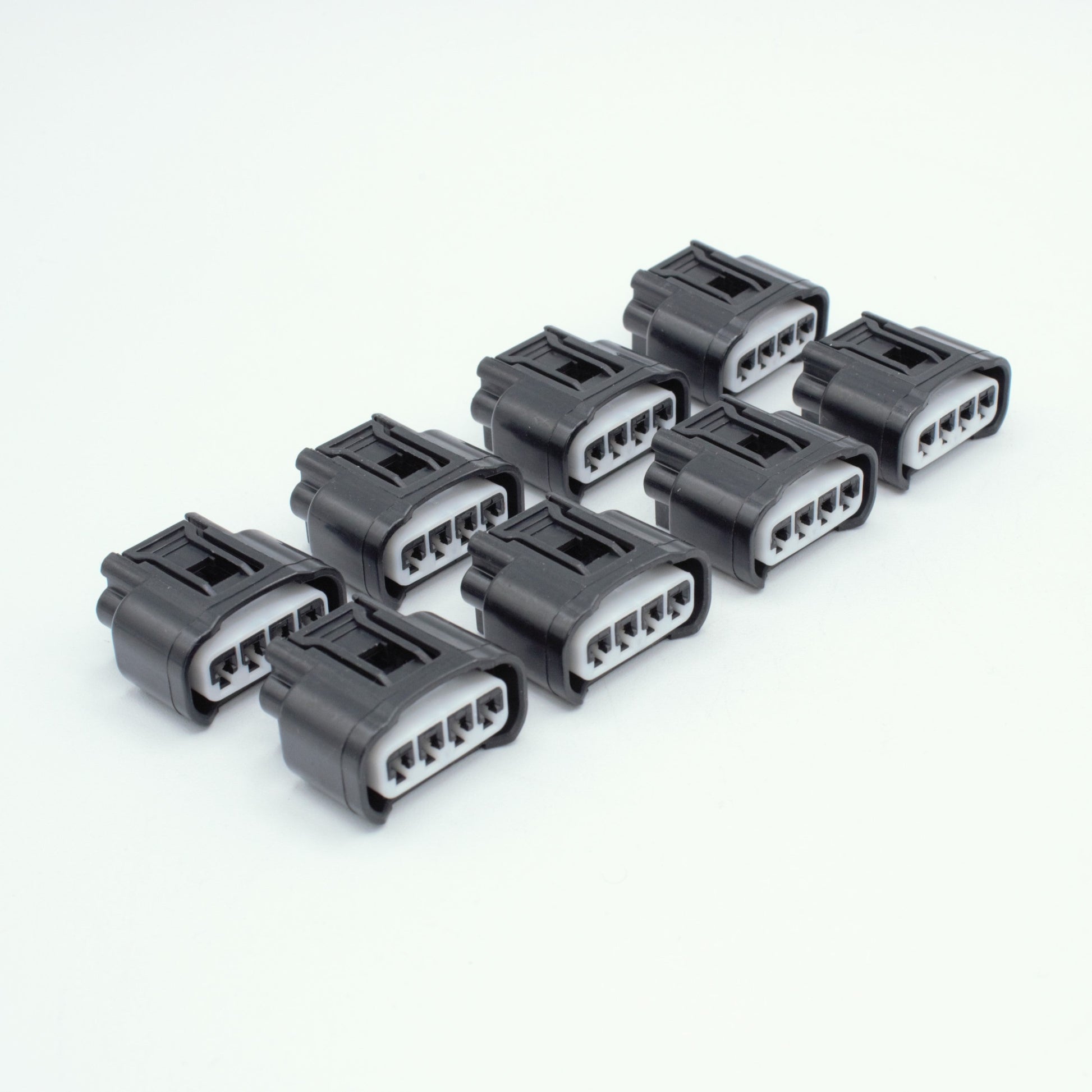 Set of 8 Toyota 3UZ 1ZZ ignition coils 
black with white TPA
Sealed
4 way terminal pin
Made by Yazaki 090 090 II series

Common upgrade for SR20 ignition systems, JZ and RB
sold as a set of 4 with terminals and seals