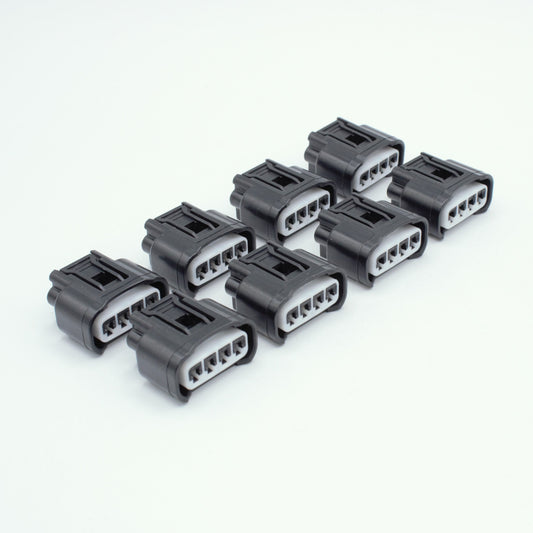 Set of 8 Toyota 3UZ 1ZZ ignition coils 
black with white TPA
Sealed
4 way terminal pin
Made by Yazaki 090 090 II series

Common upgrade for SR20 ignition systems, JZ and RB
sold as a set of 4 with terminals and seals